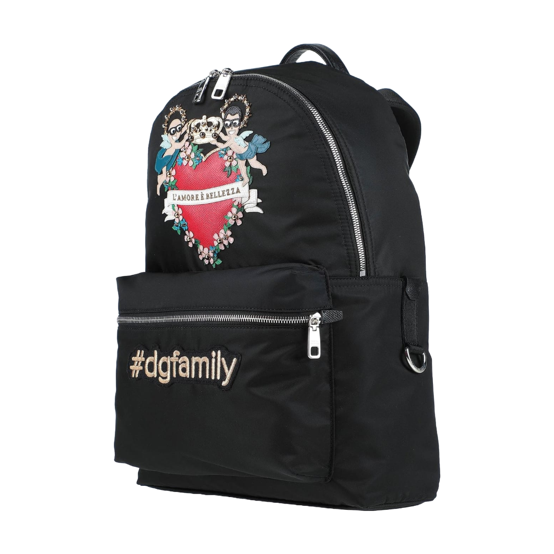 NYLON FAMILY PATCHWORK BACKPACK BLACK