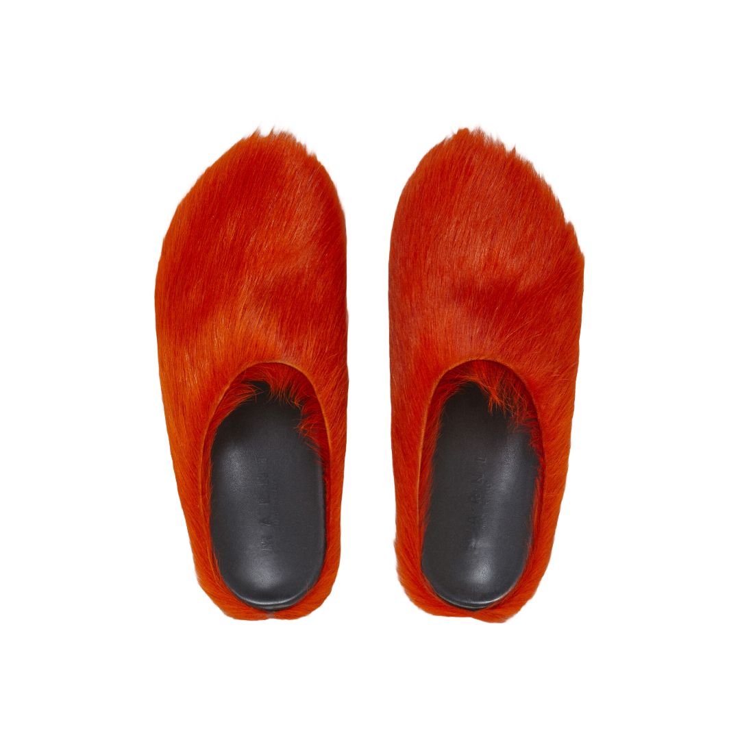 ORANGE LONG HAIR CALFSKIN FUSSBETT SABOT