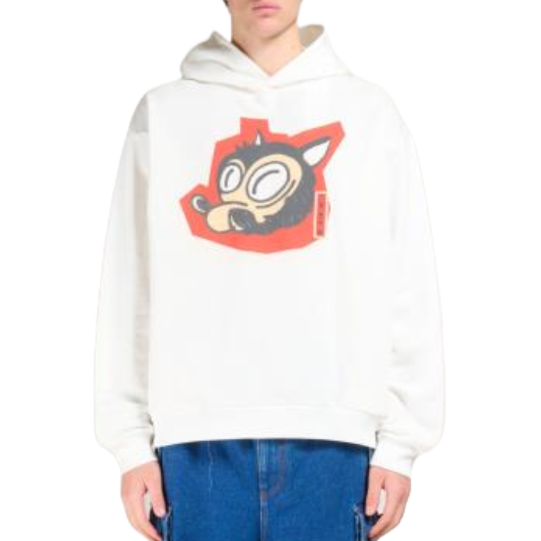 WHITE SWEATSHIRT WITH RED PRINT