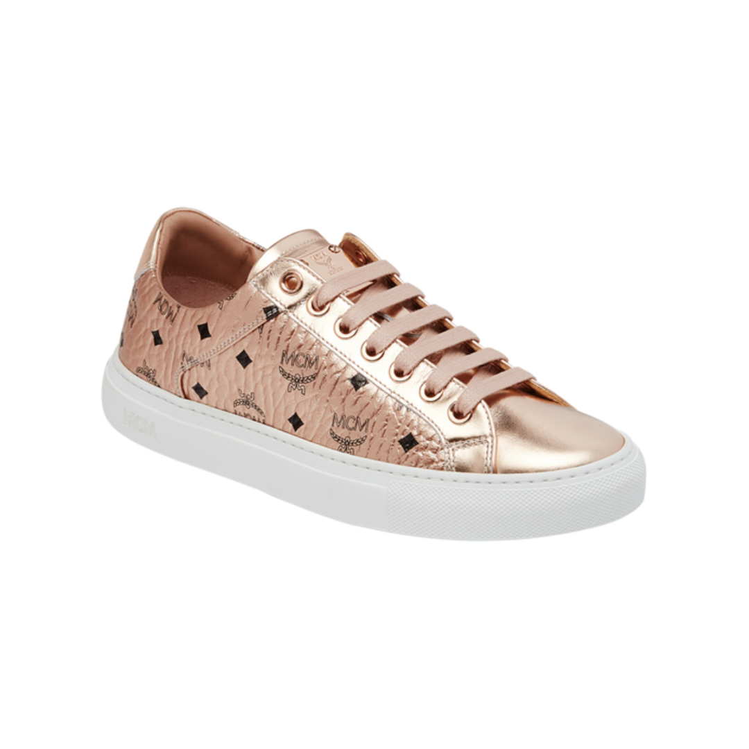 LOW TOP SNEAKERS IN VISETOS CHAMPAGNE GOLD