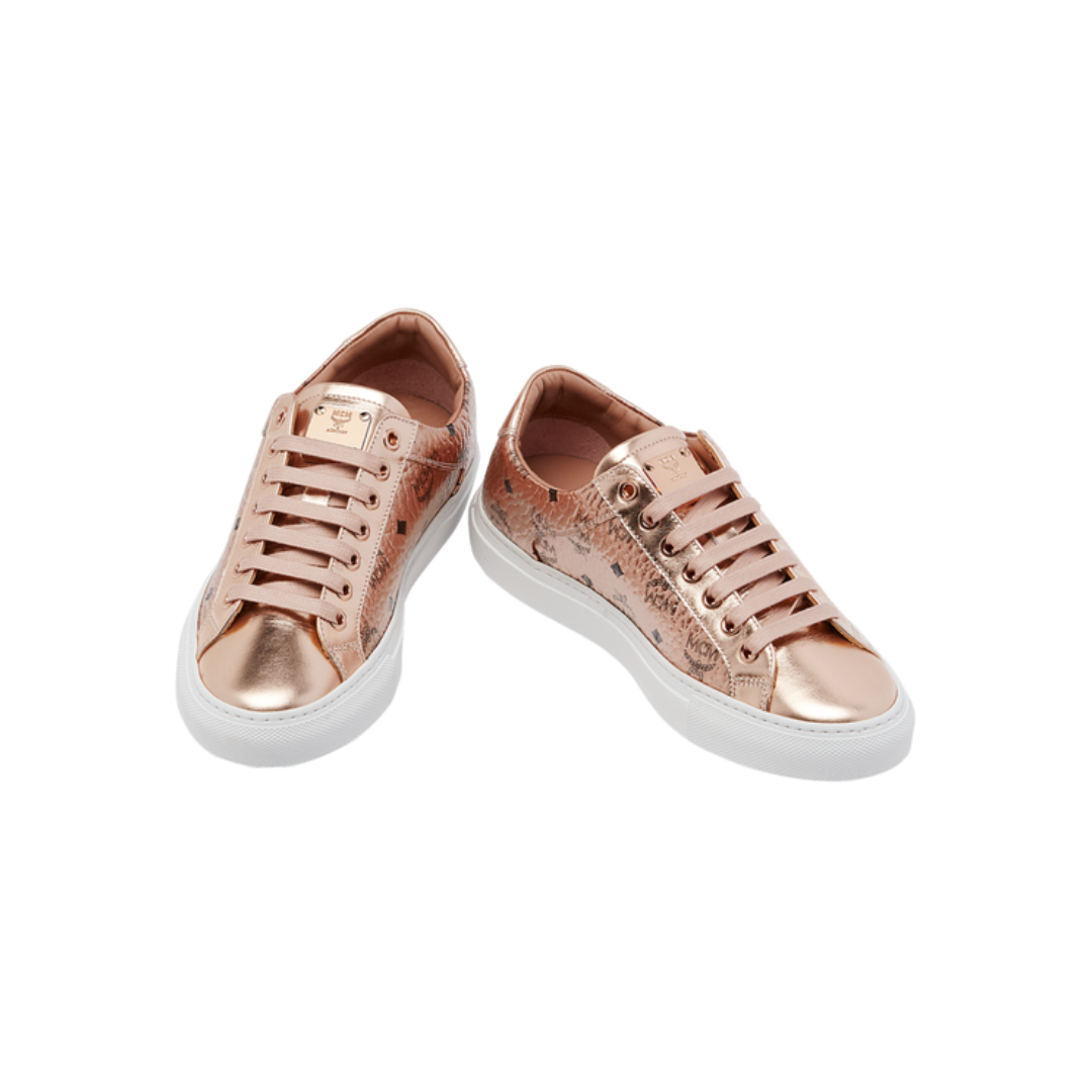 LOW TOP SNEAKERS IN VISETOS CHAMPAGNE GOLD