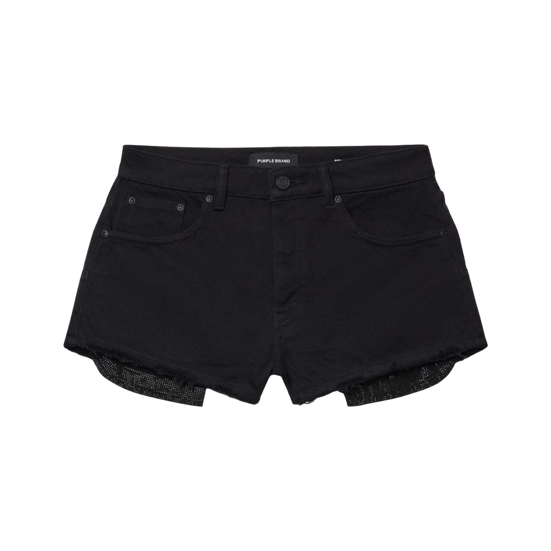 RHINESTONE DENIM SHORTS BLACK
