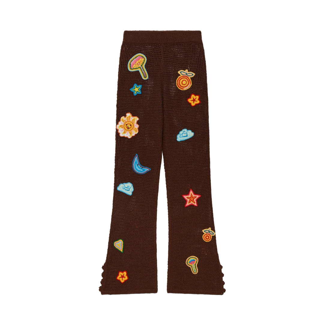 MOTIF CROCHET TROUSERS BROWN