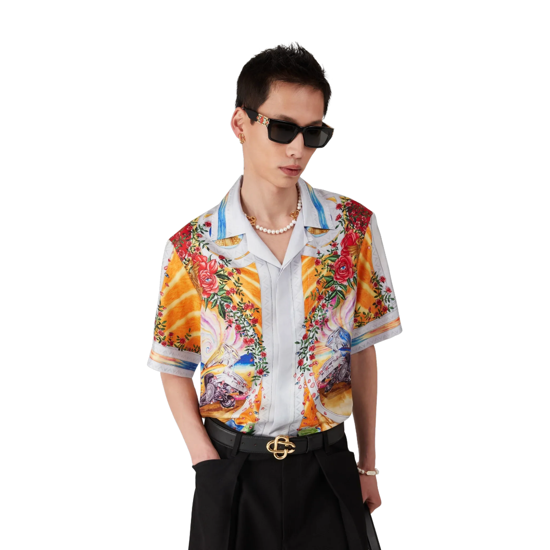 LA TORNADE DE ROSE SHORT SLEEVE SILK SHIRT UNISEX