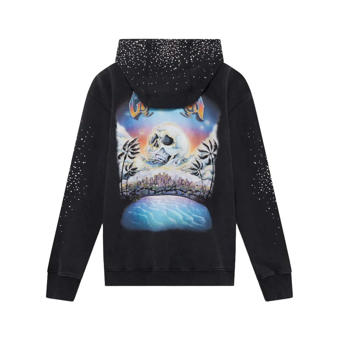 LA PREMONITION CRYSTAL EMBELLISHED ZIP HOODED SWEATSHIRT