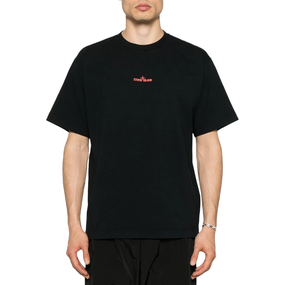 STONE ISLAND CAMO-LOGO T-SHIRT BLACK/RED