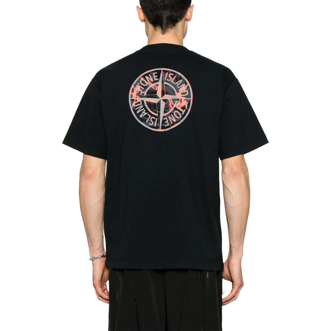 STONE ISLAND CAMO-LOGO T-SHIRT BLACK/RED