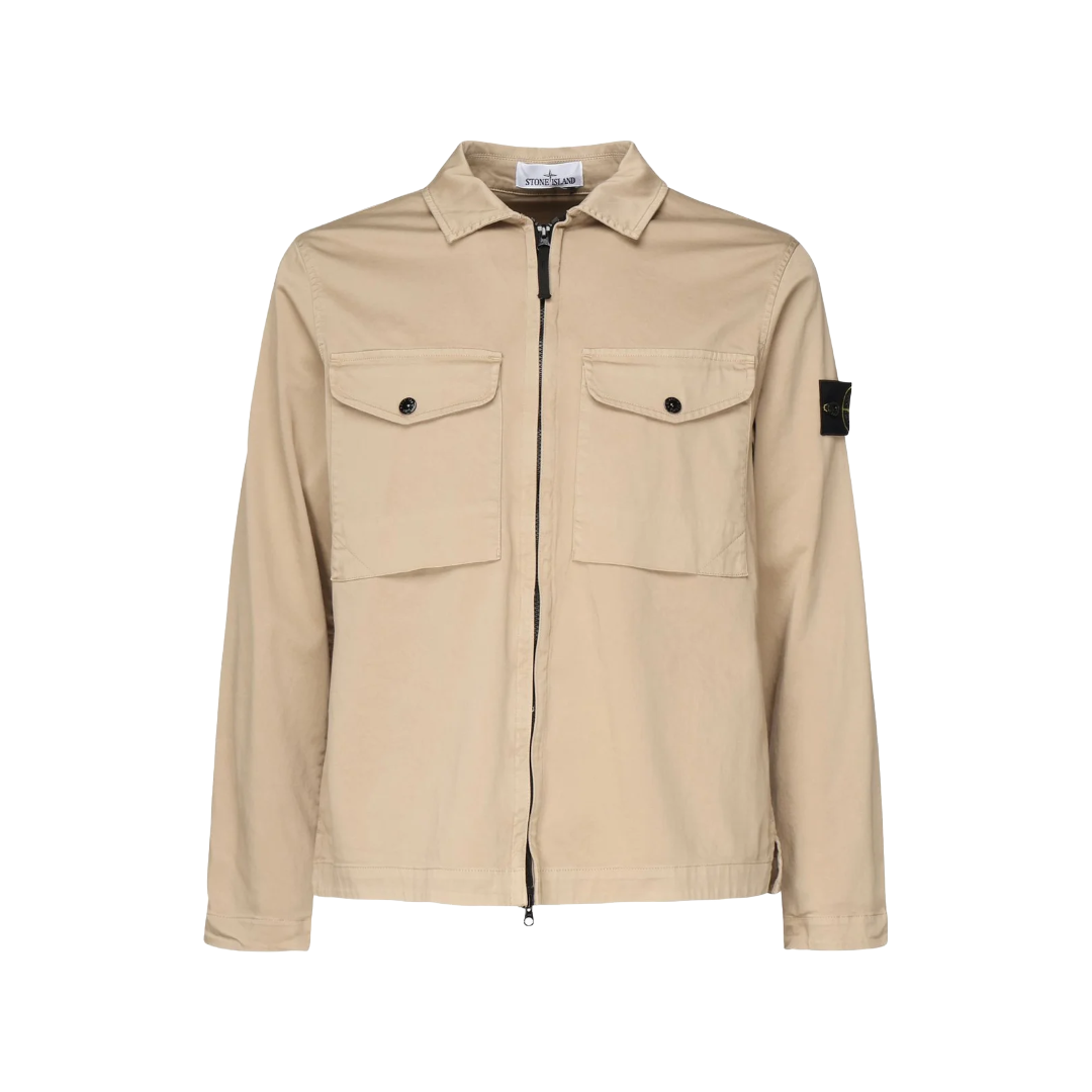 STONE ISLAND COMPASS PATCH ZIPPED SHIRT JACKET