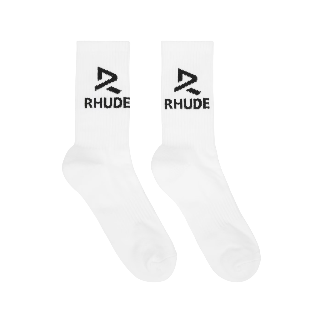 RHUDE TROPHY RACING SOCKS WHITE/BLACK