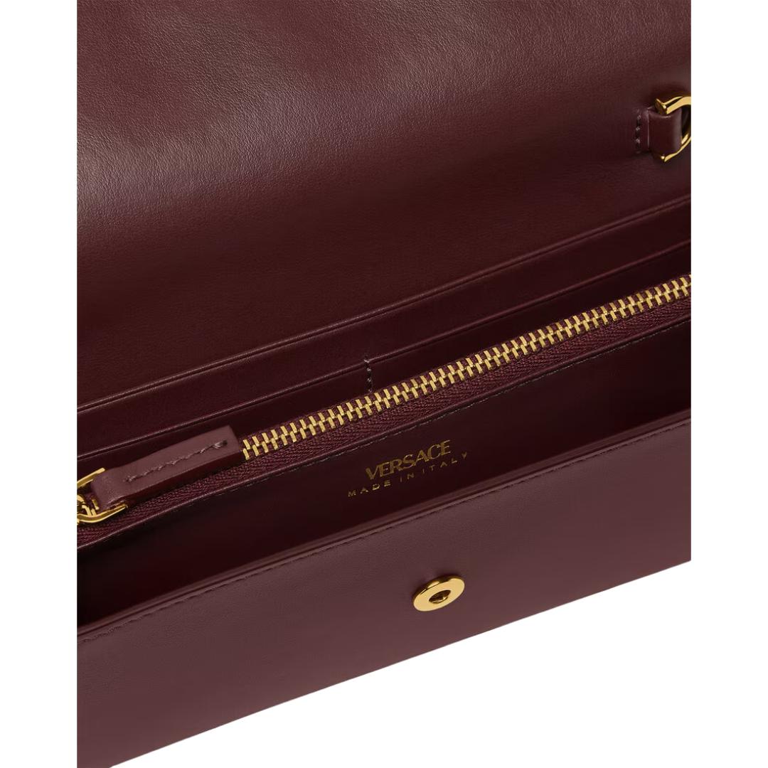 BURGUNDY V WALLET ON CHAIN