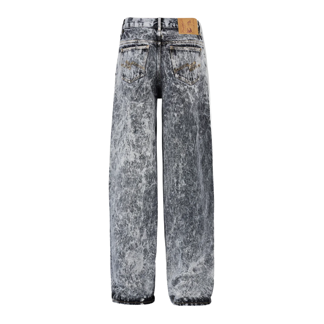 ZIP HEM JEAN GREY ACID WASH