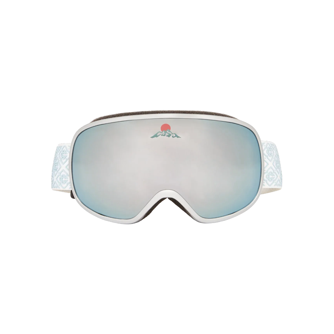 SILVER AND WHITE GRADIENT SKI GOGGLES