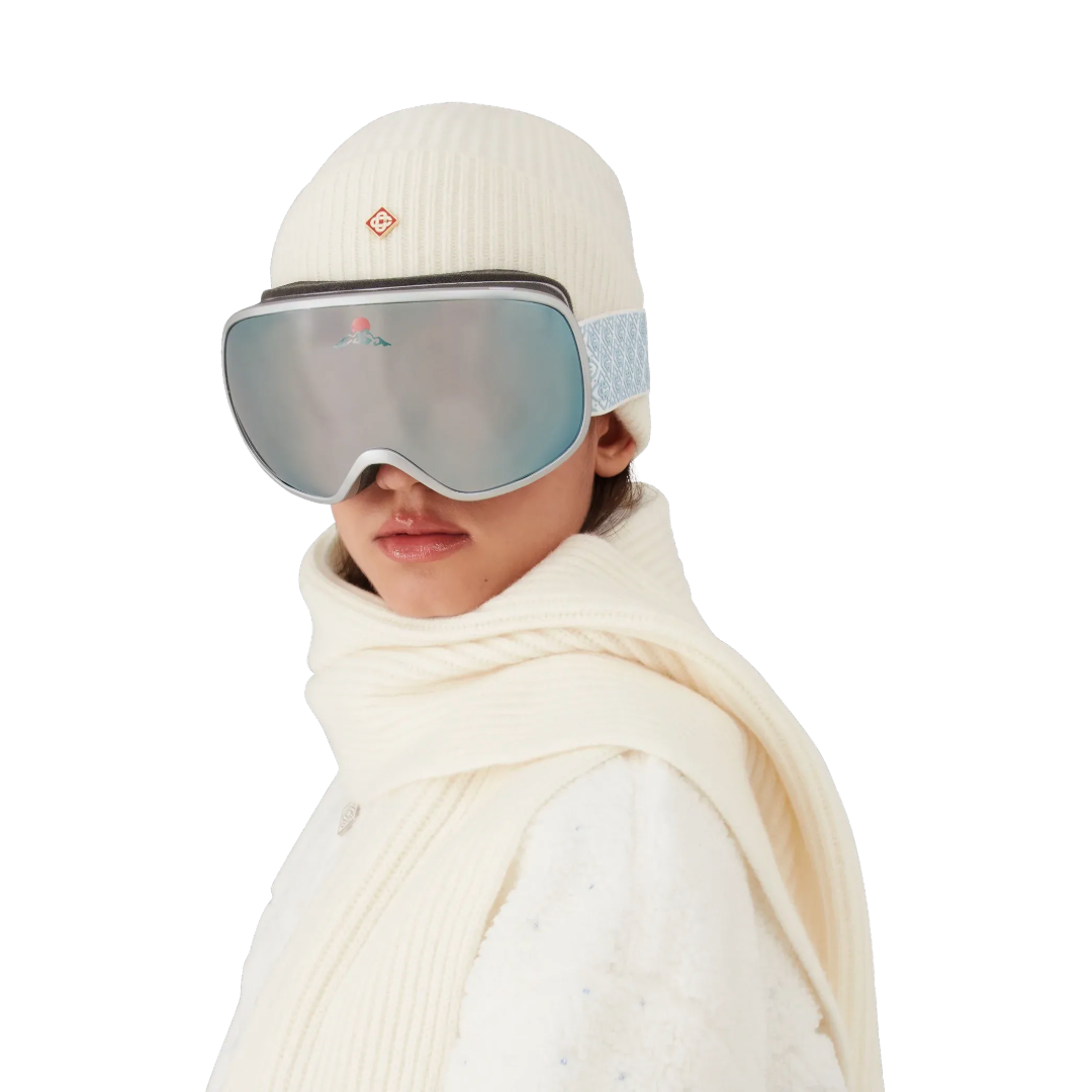 SILVER AND WHITE GRADIENT SKI GOGGLES