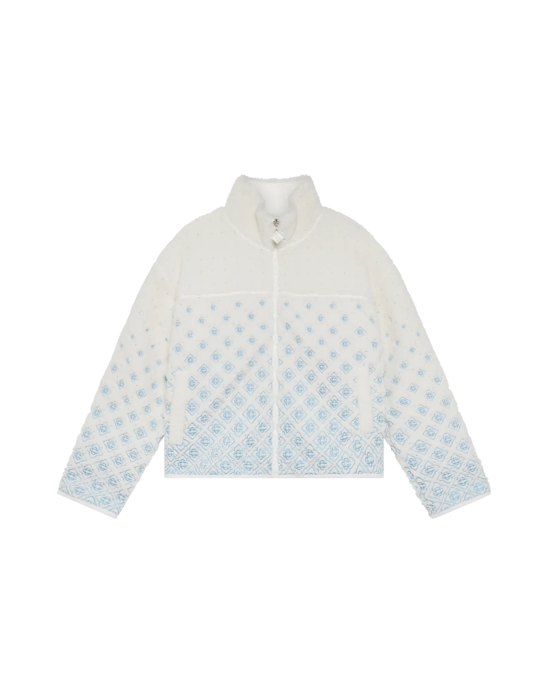 EMBROIDERED GRADIENT MONOGRAM CROOED FLEECE JACKET