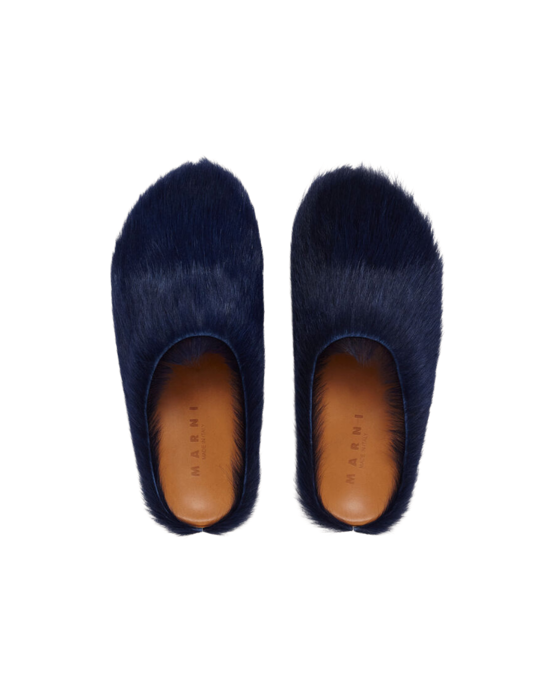 DEEP BLUE LOGO HAIR CALFSKIN FUSSBETT SABOT