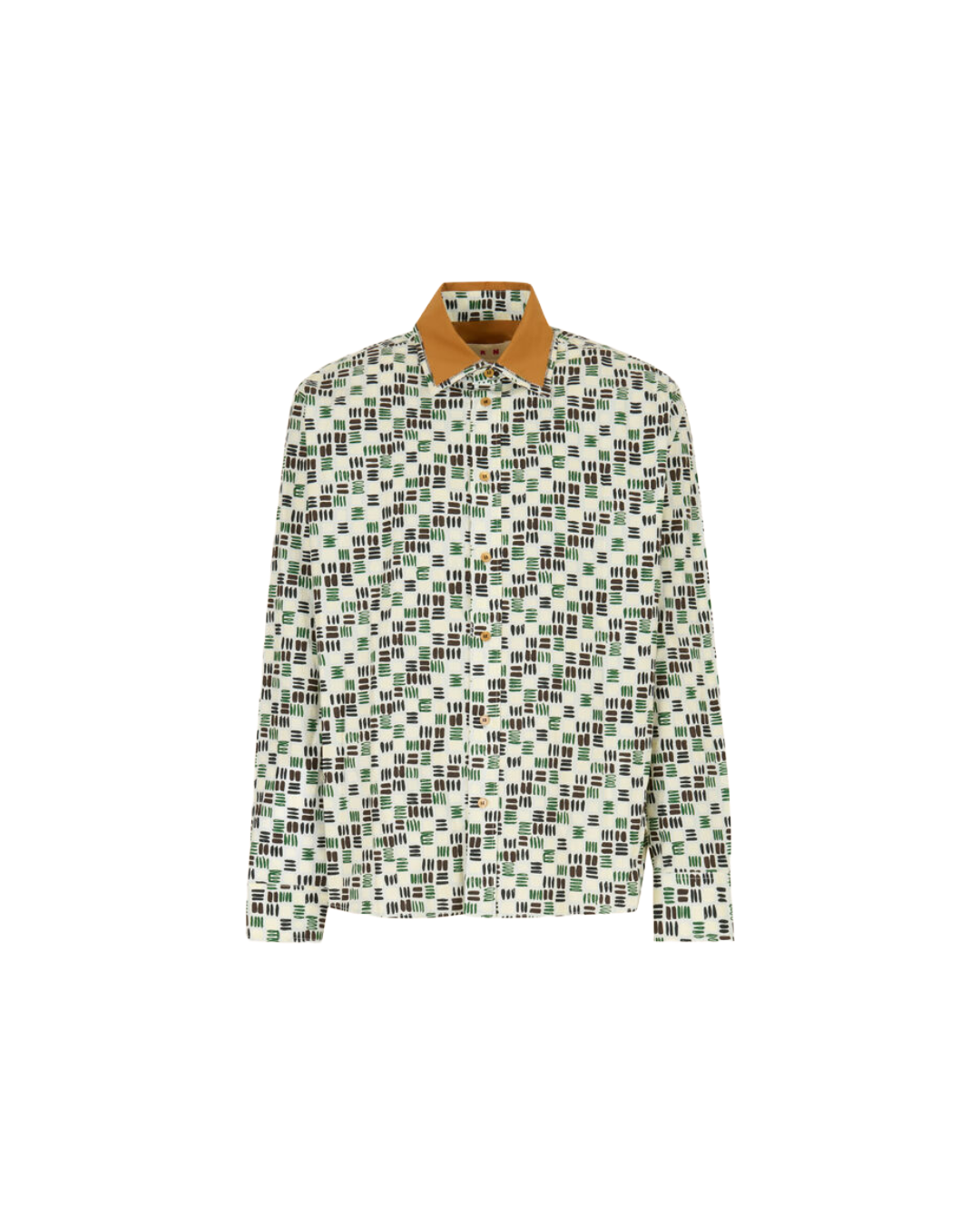 CREAM POPLIN SHIRT WITH GREEN RYTHMS PRINT