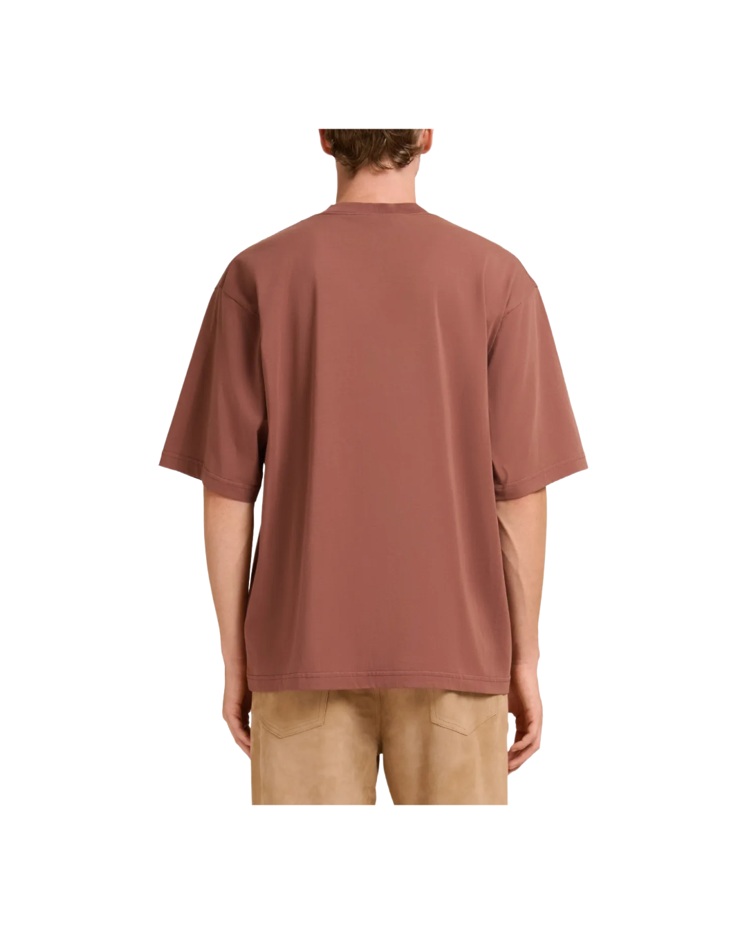 MARNI LOGO DETAIL SHORT SELVE T-SHIRT-BROWN