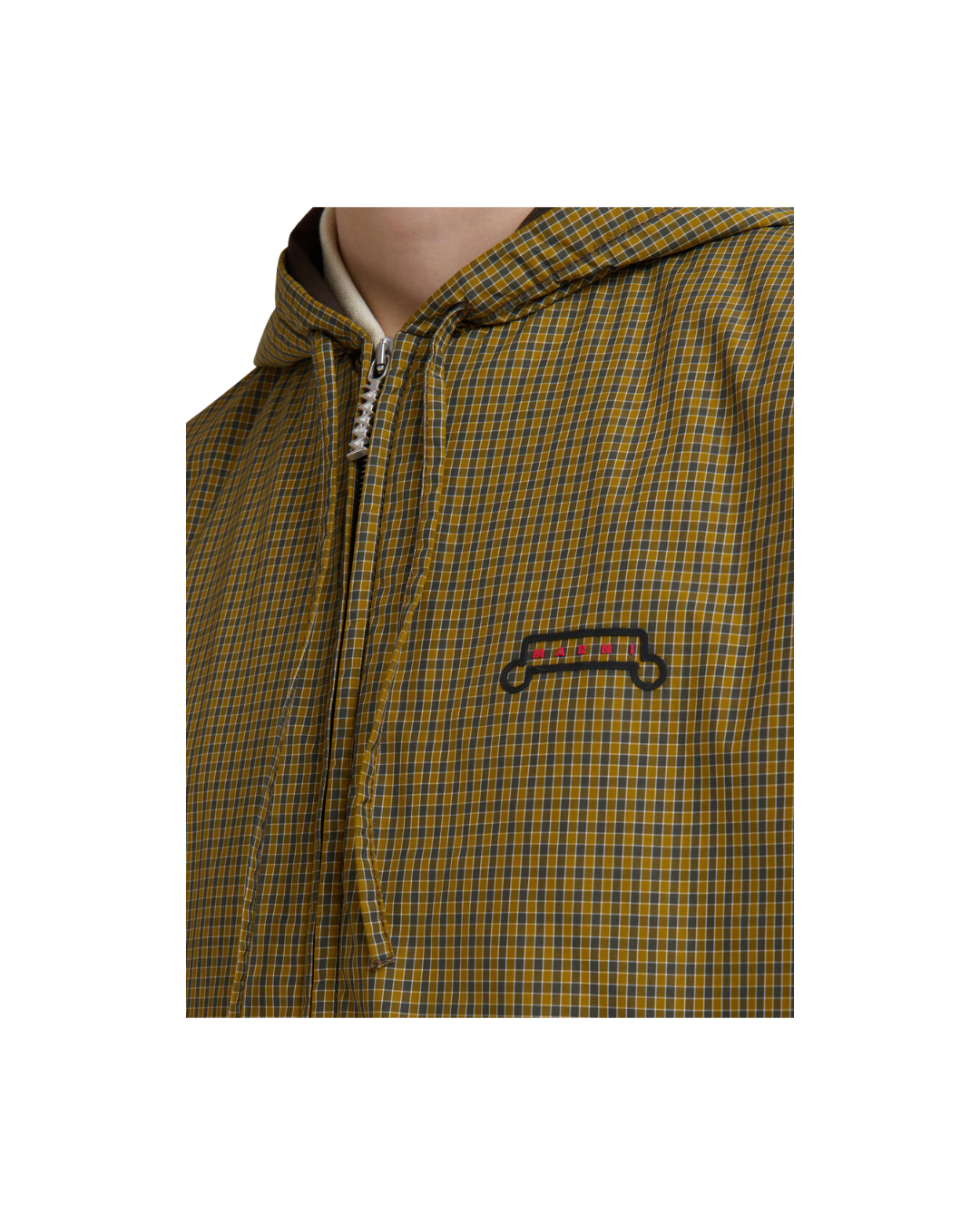YELLOW AND BLACK CHECKED NYLON JACKET WITH TRUNKAROO LOGO