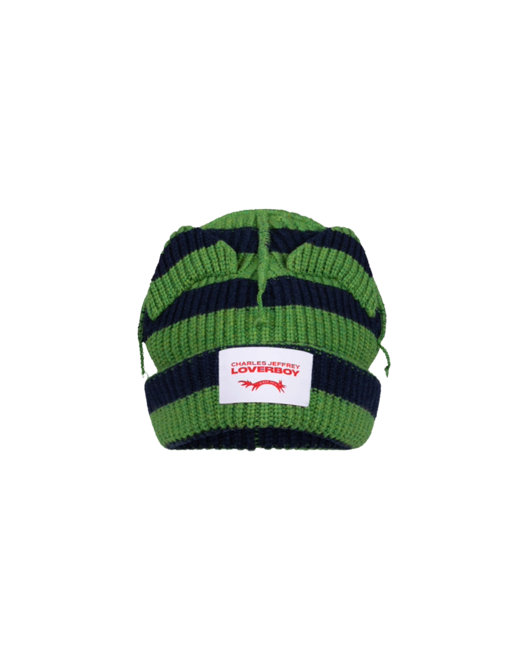SUPERSIZED CHUNKY EARS BEANIE IN GREEN NAVY