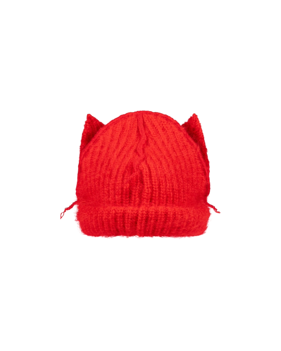MOHAIR CHUNKY EARS BEANIE IN RED