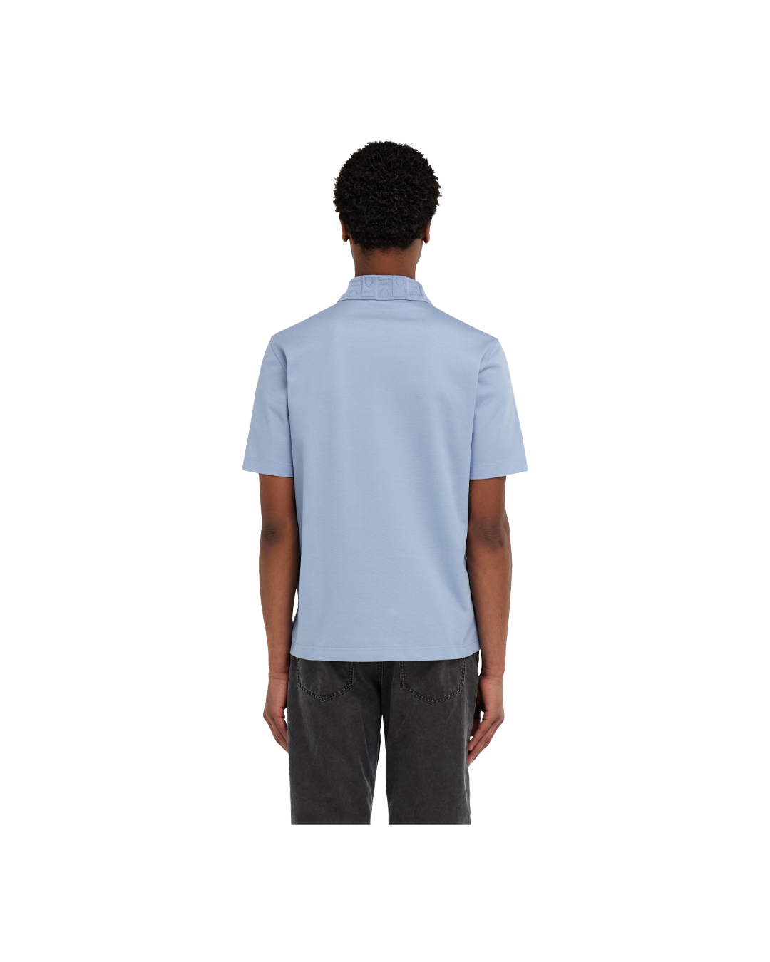 V-NECK POLO WITH JACQUARD POCKET DETAIL