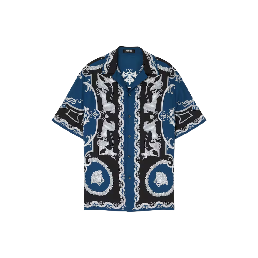 PRINRED SILK TWILL SLIM SHIRT