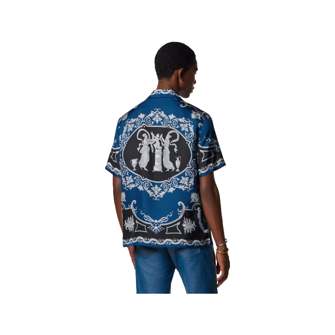 PRINRED SILK TWILL SLIM SHIRT