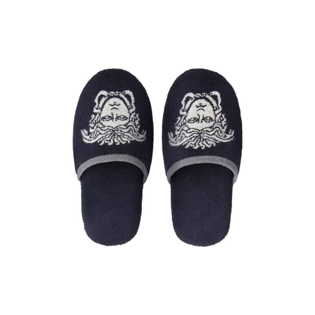 COTTON-TERRY JACQUARD SLIPPERS BLUE