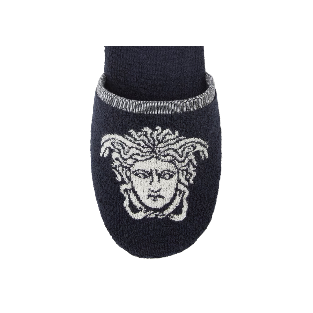 COTTON-TERRY JACQUARD SLIPPERS BLUE
