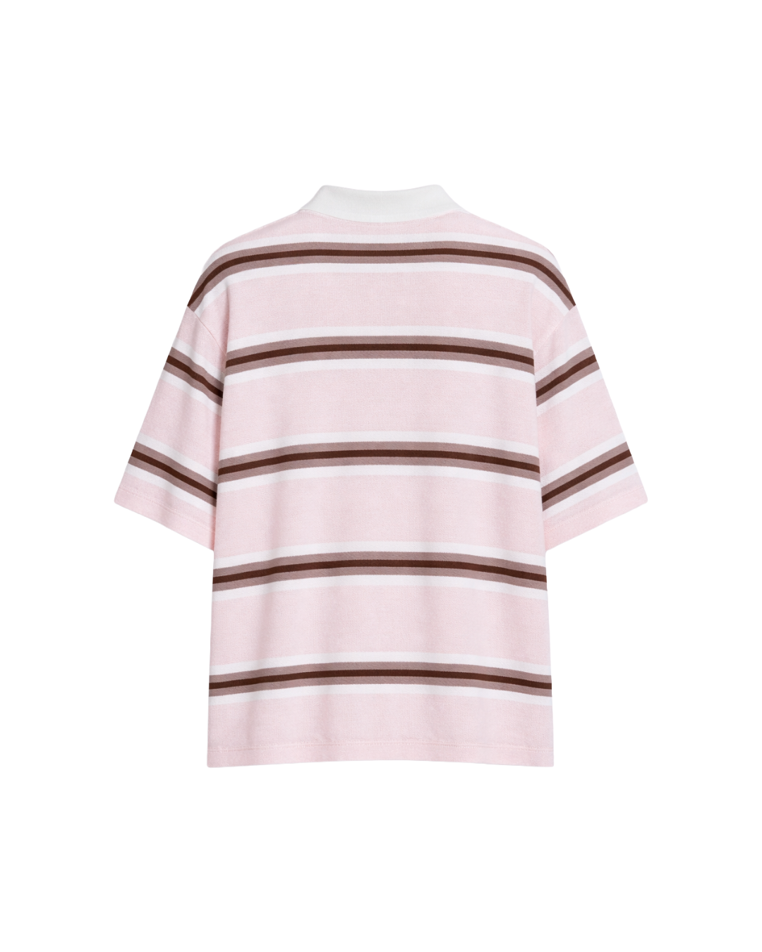KNIT STRIPED POLO IN PINK