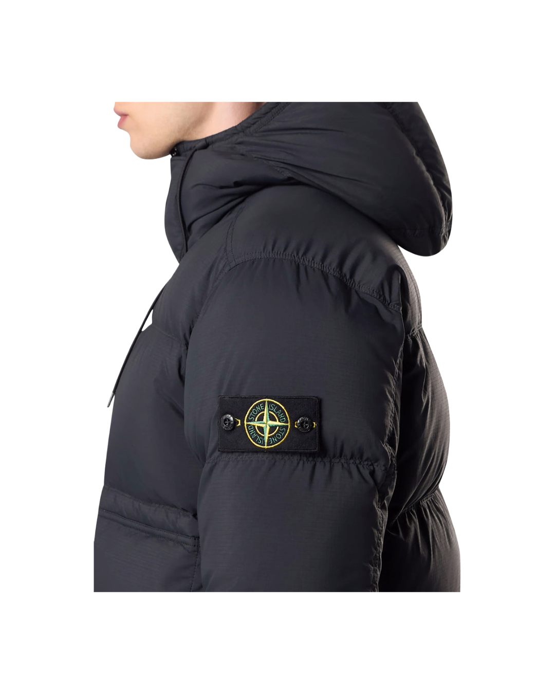 BLACK DOWN JACKET WITH HOOD