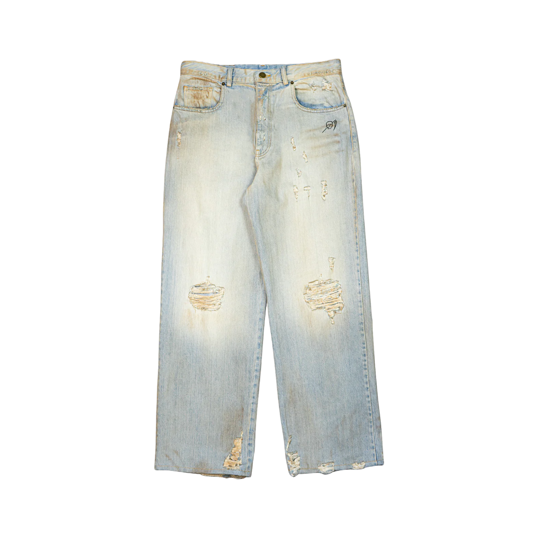 BAGGY PRINTED JEANS BLUE