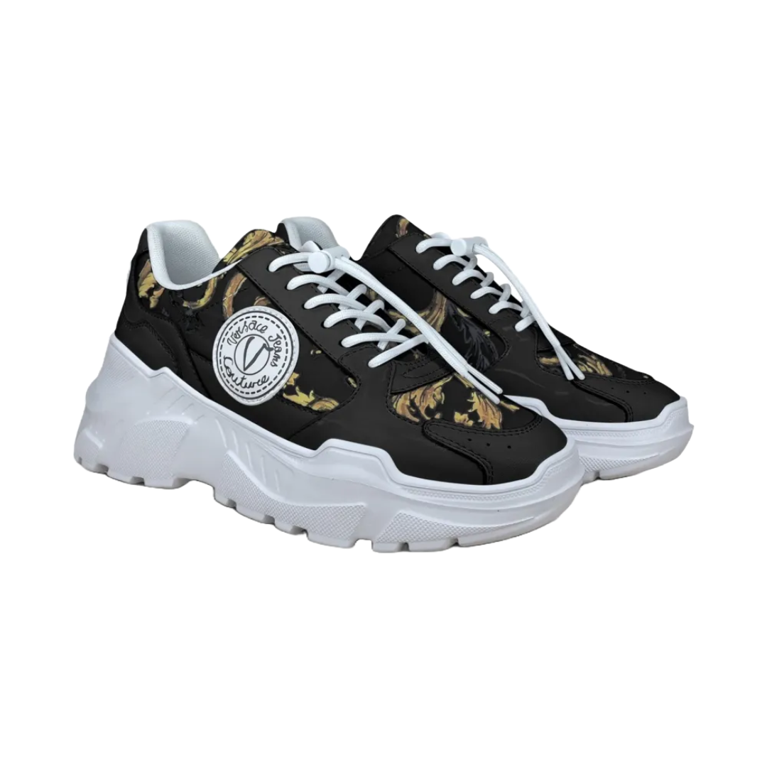BLACK BAROCCO PRINT CHUNKY SNEAKERS