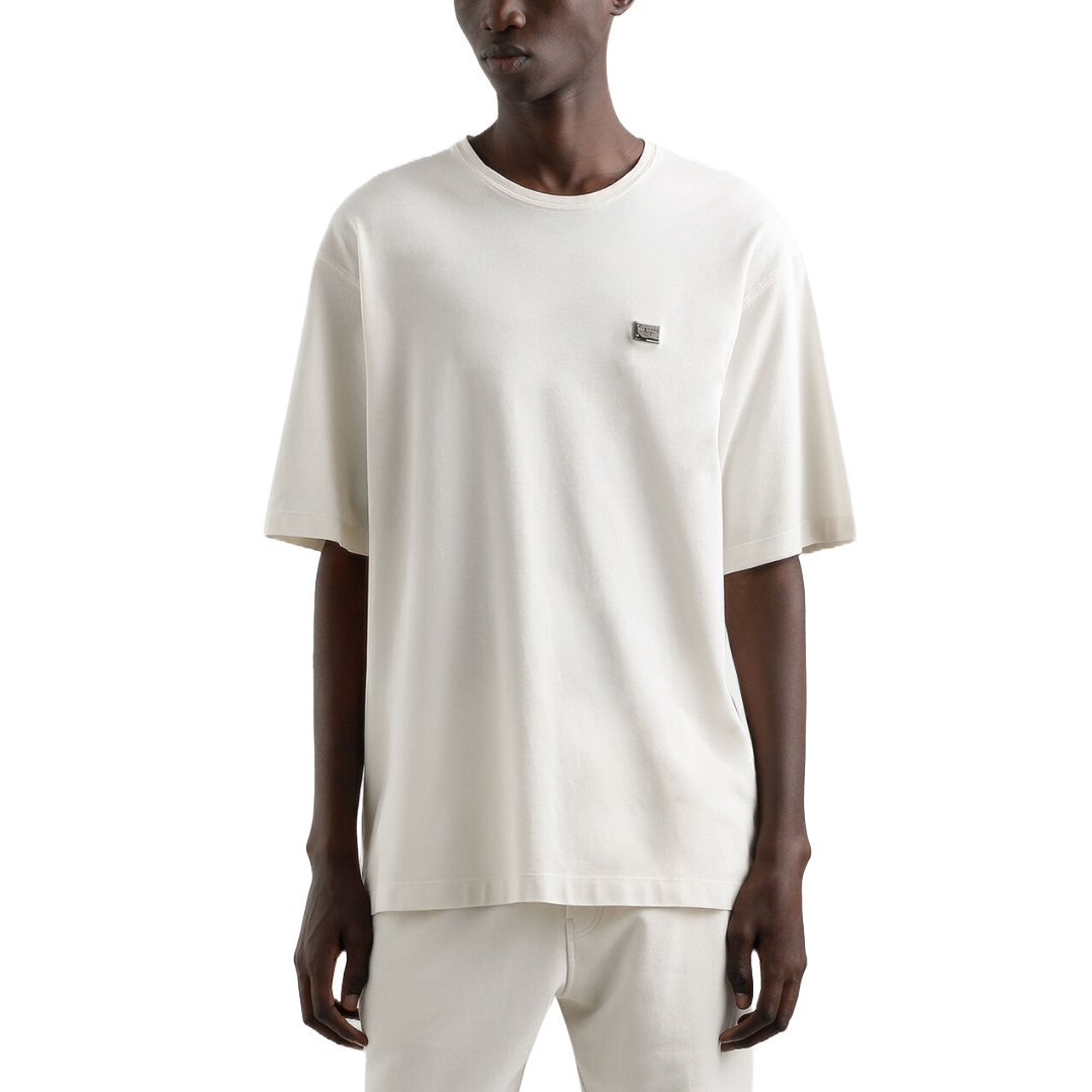 COTTON T-SHIRT WITH TAG IN CREAM