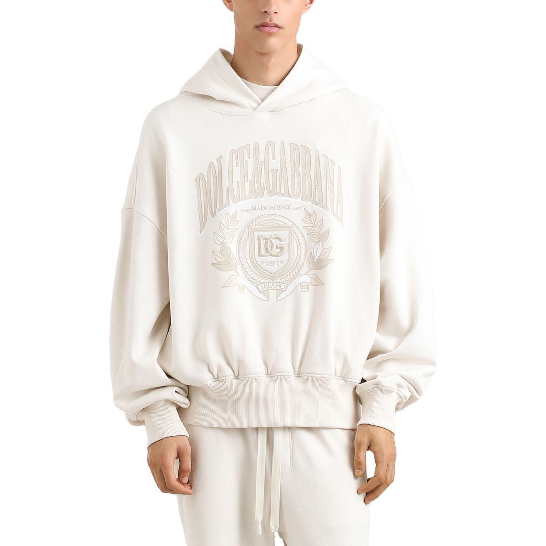 HOODIE WITH EMBROIDERY CREAM