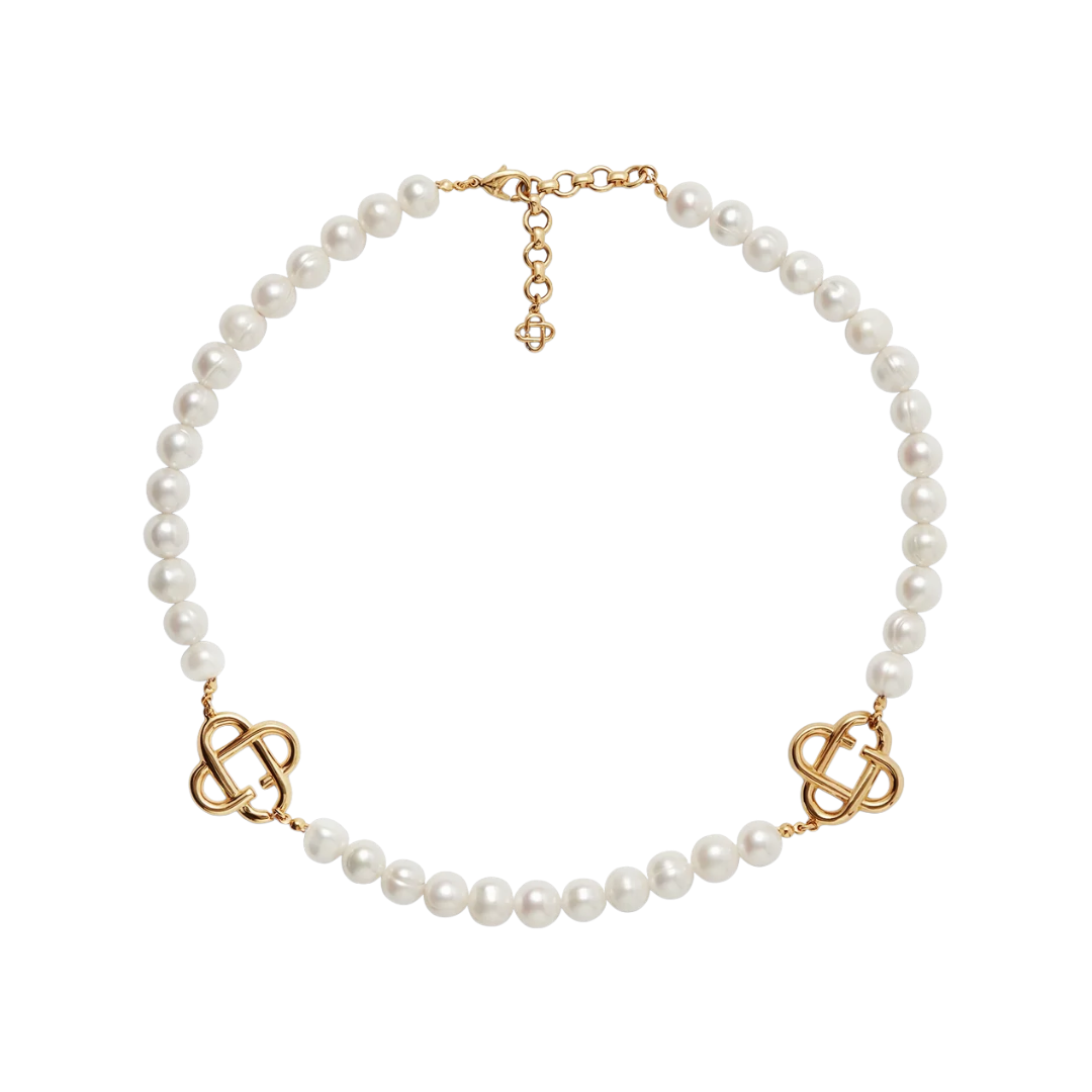 MEDIUM PEARL LOGO NECKLACE