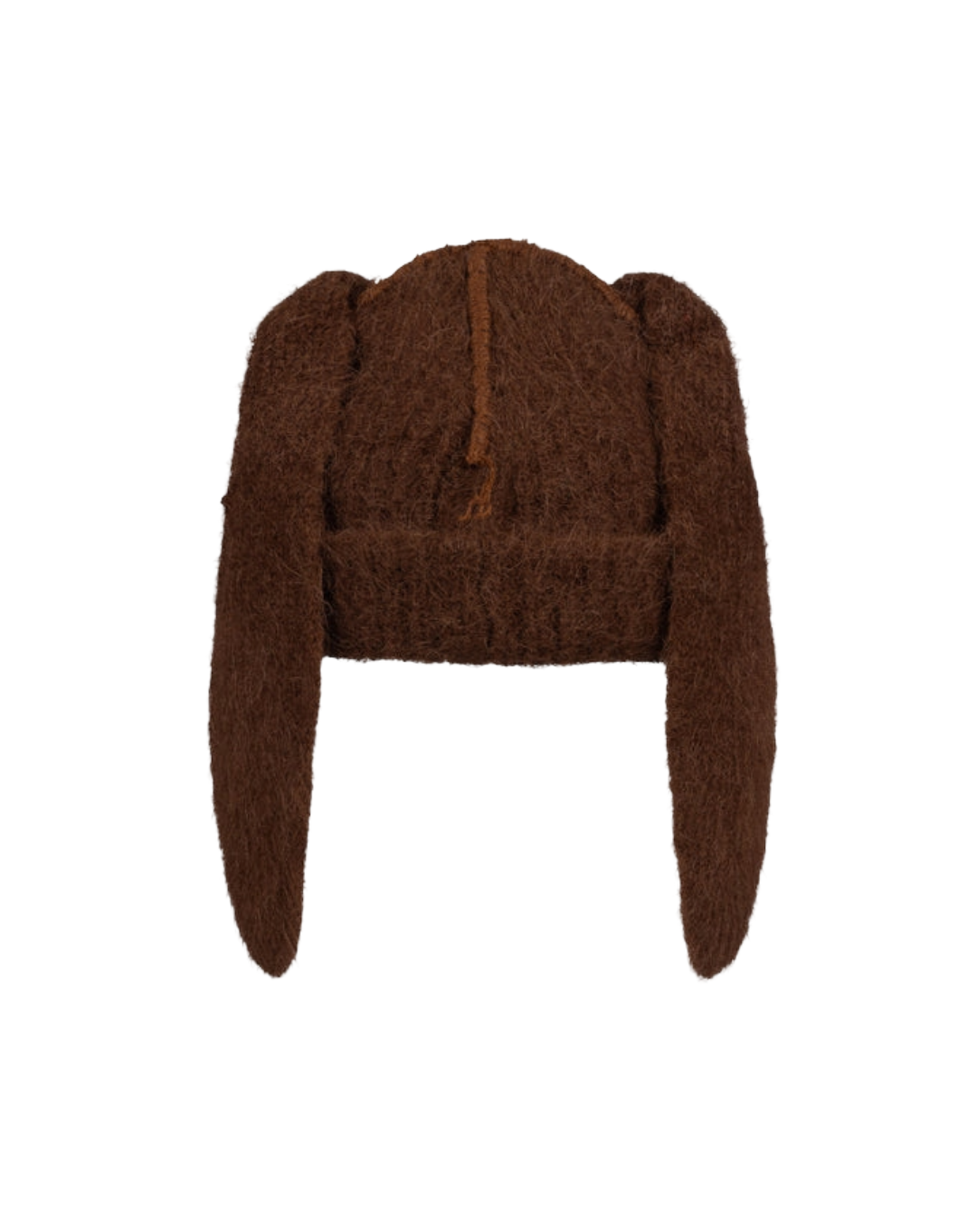 ALPACA CHUNKY RABBIT BEANIE IN BROWN