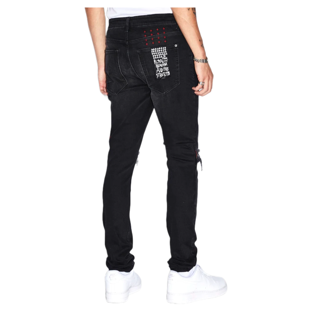 KSUBI VAN WINKLE RED BOTTLE TRASHED DENIM BLACK