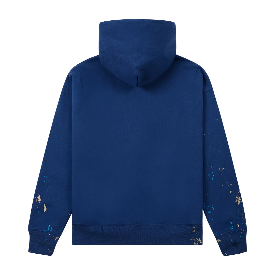 SEQUIN SPLATTER PAINT HOODIE IN BLUE