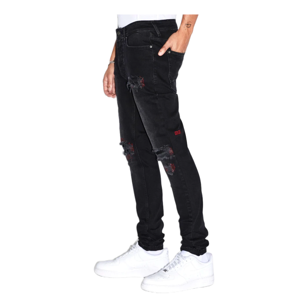 KSUBI VAN WINKLE RED BOTTLE TRASHED DENIM BLACK