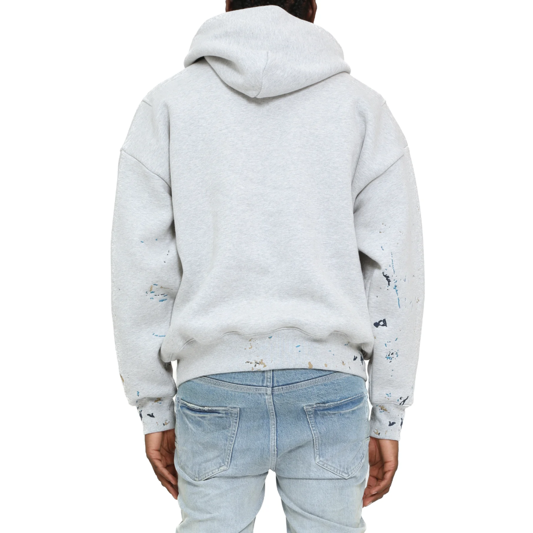 GRAY PAINT SPLATTER HEAVYWEIGHT HOODIE