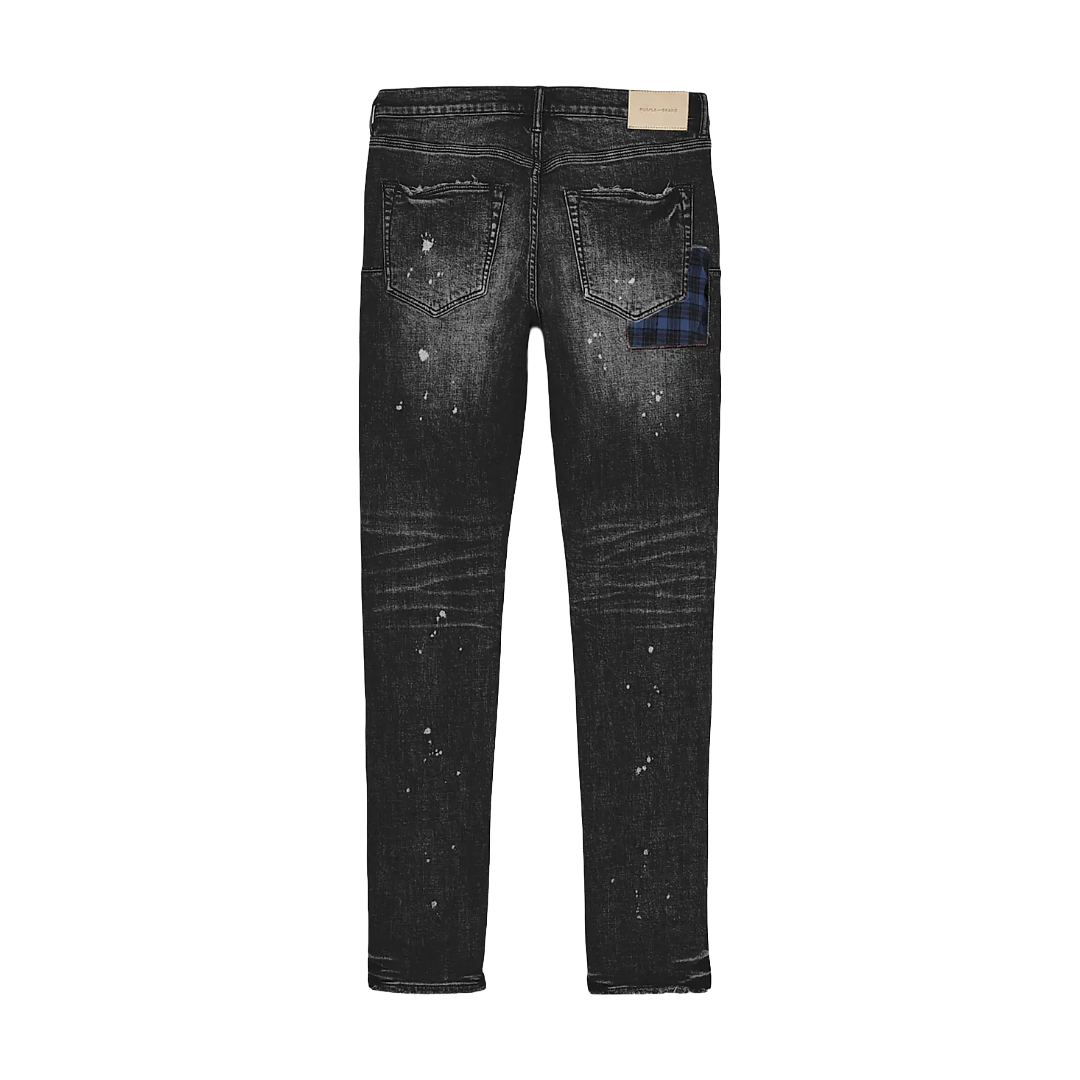 CYANINE JEANS WITH PLAID PATCH