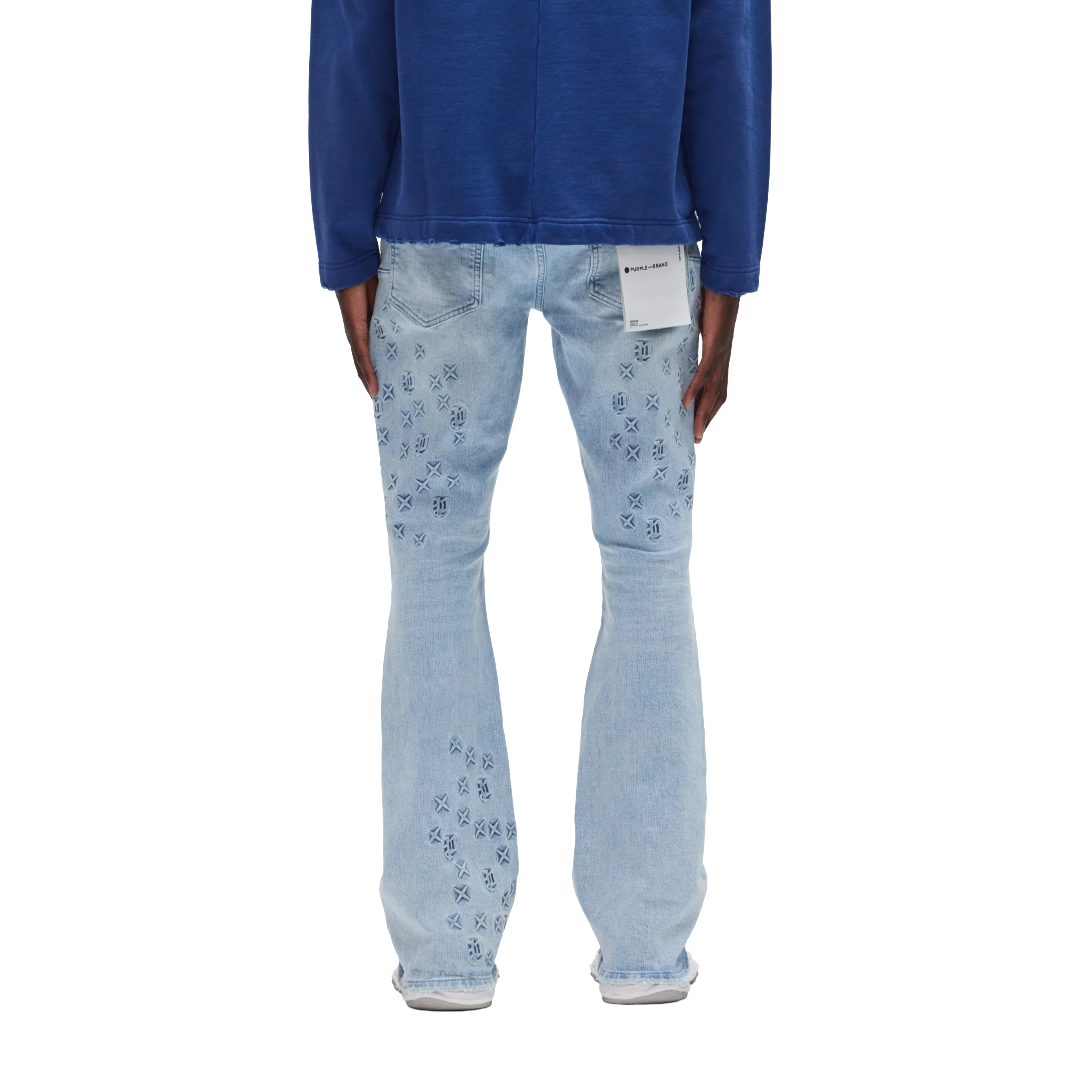P004 MONOGRAM EMBOSSED JEANS BLUE