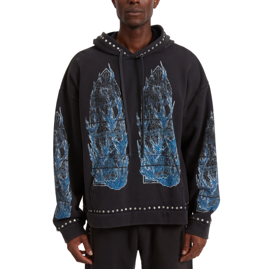 FLAME GLASS HOODED PULLOVER