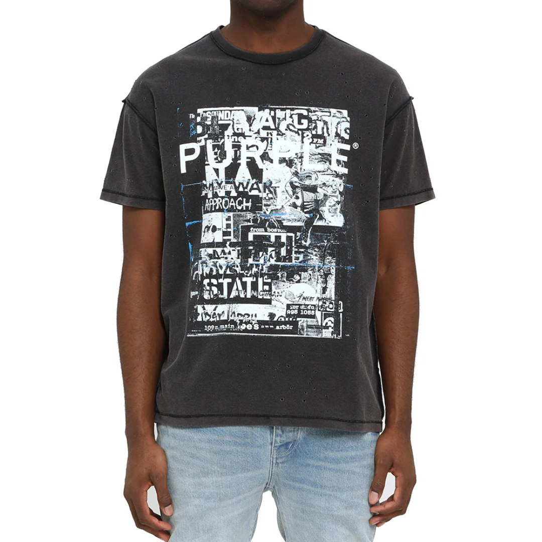 INSIDE OUT TEXTURED TEE IN DARK GRAY