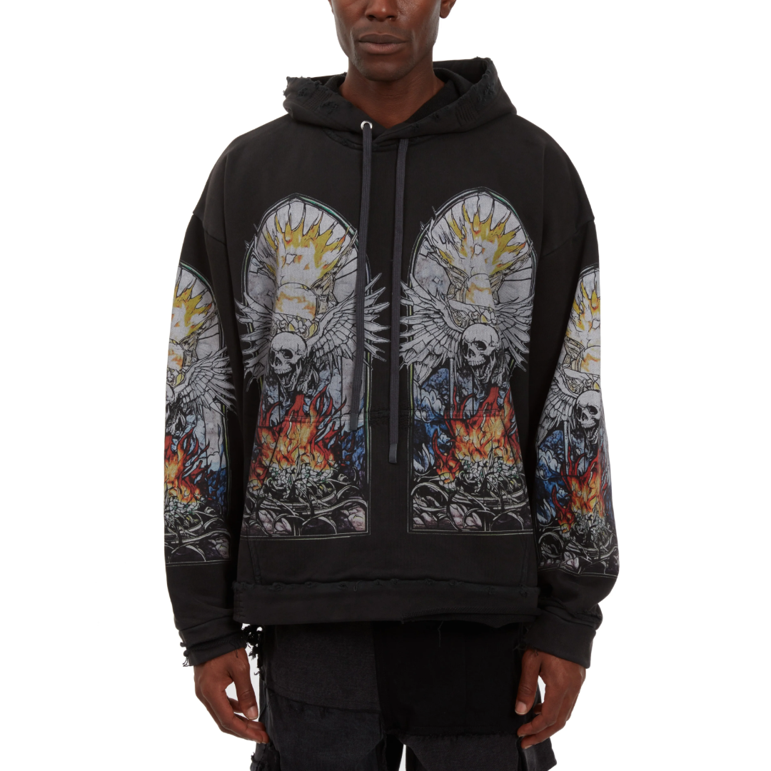 SKULL HOODED PULLOVER
