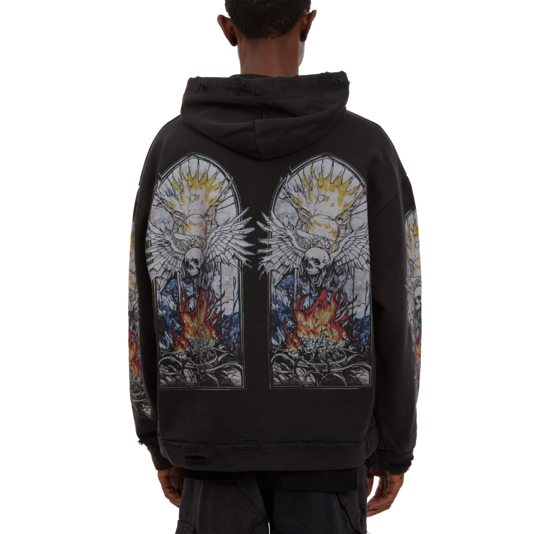 SKULL HOODED PULLOVER