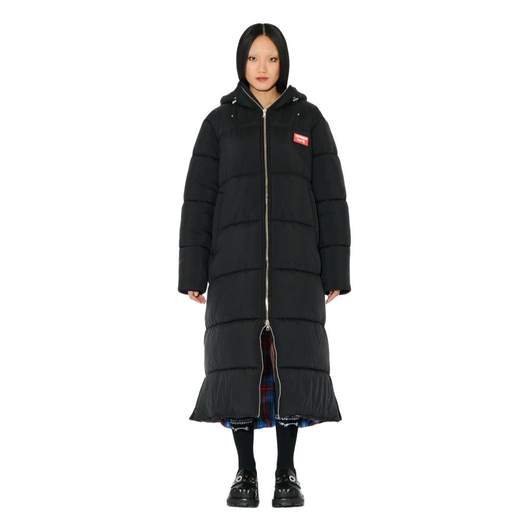 LONG BUNNY PUFFER JACKET IN BLACK