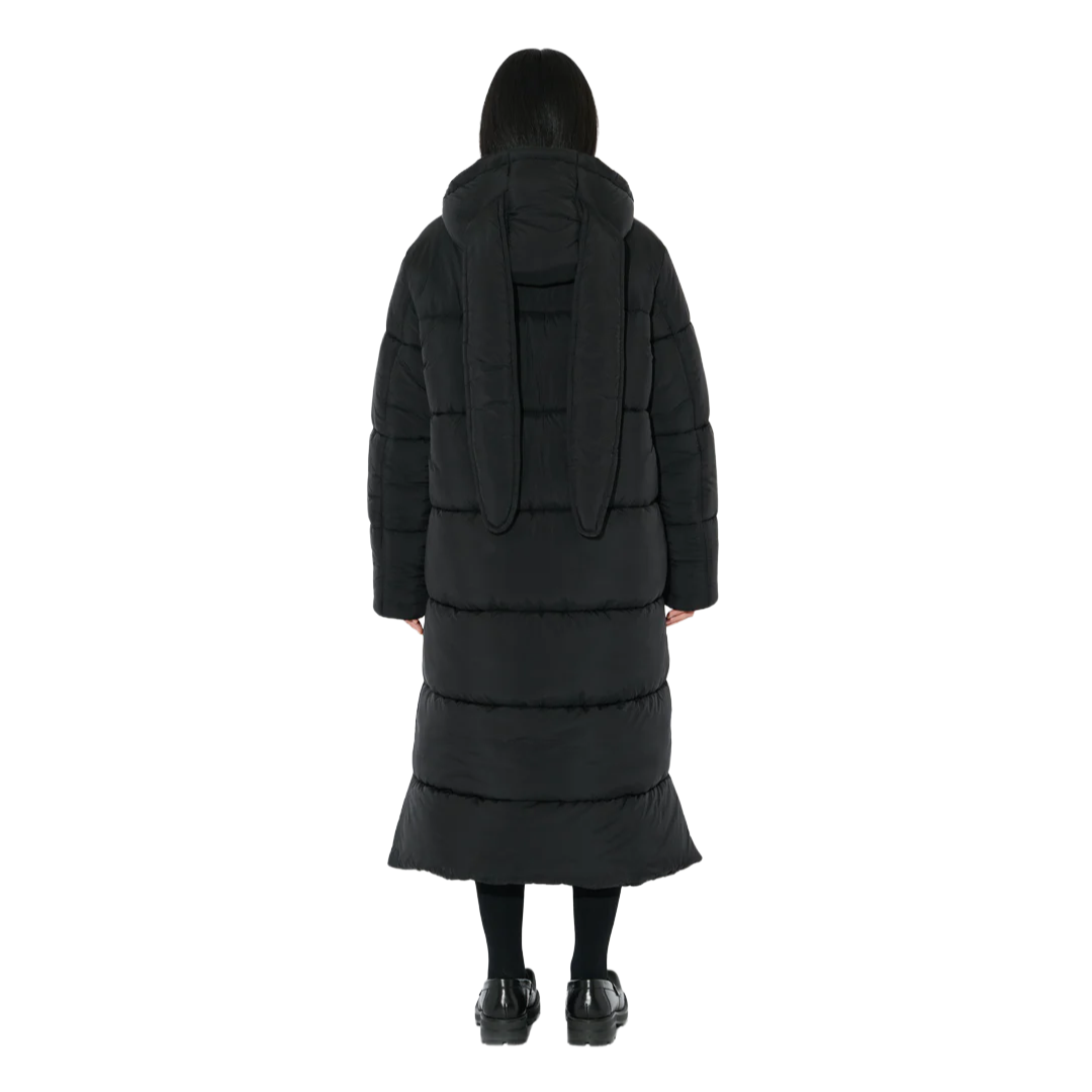 LONG BUNNY PUFFER JACKET IN BLACK