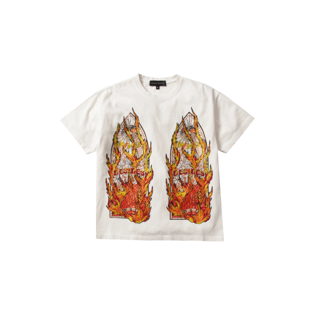RHINESTONE FLAME GLASS JERSEY WHITE
